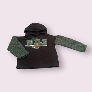 NHL Minnesota Wild Hockey Toddler Hoodie - Black and Green Furry Sleeves Sz 2T